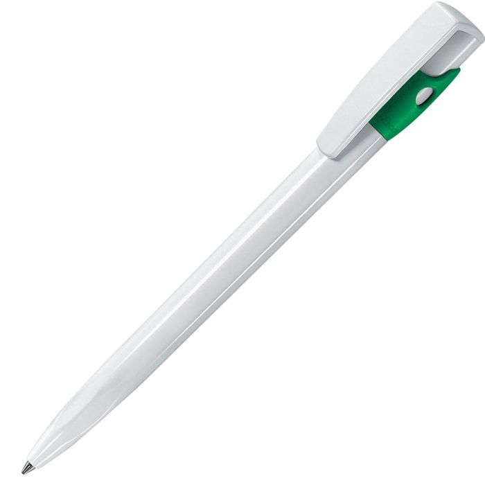 Ручка шариковая KIKI, корпус белый, цвет вставки зелёный