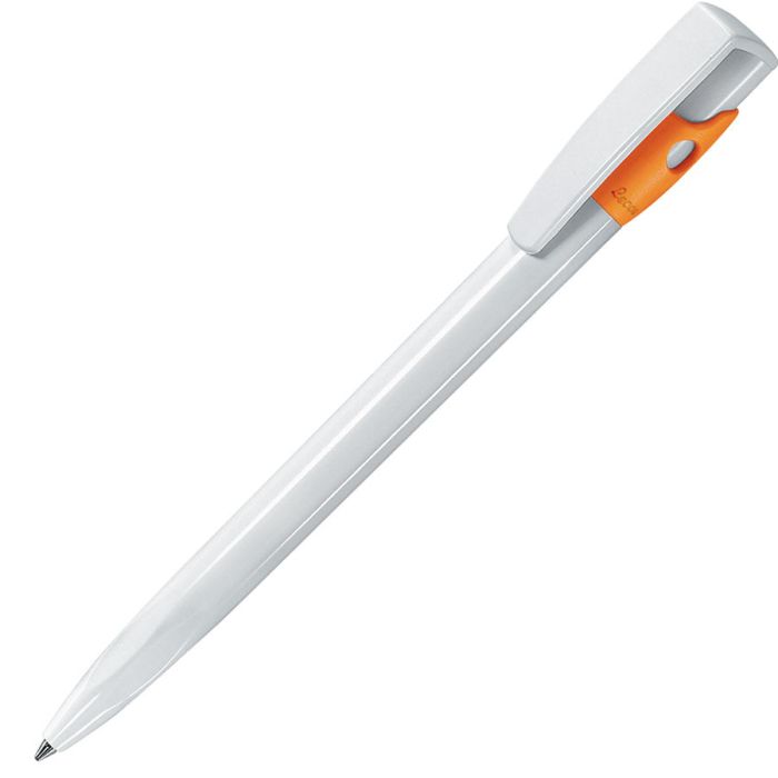 Ручка шариковая KIKI, корпус белый, цвет вставки оранжевый