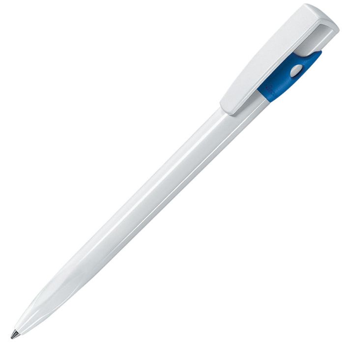 Ручка шариковая KIKI, корпус белый, цвет вставки синий