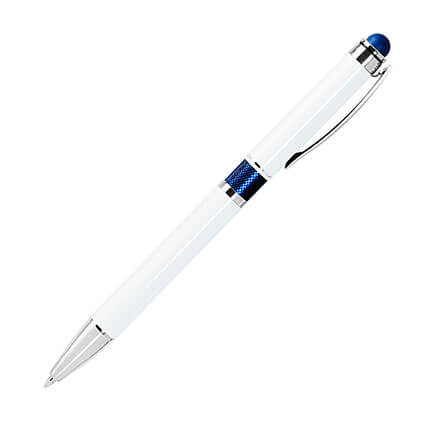 Шариковая металлическая ручка, Portobello Trend, коллекция "Arctic", нажимной механизм, со стилусом, цвет синий