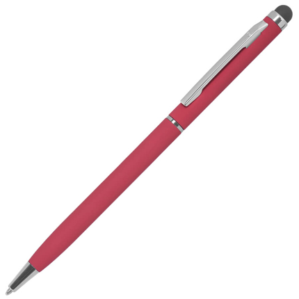 Ручка металлическая шариковая TW Soft, со стилусом, цвет красный