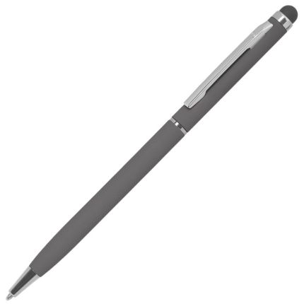 Ручка металлическая шариковая TW Soft, со стилусом, цвет серый