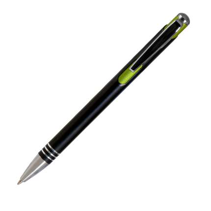 Ручка шариковая "Bello", нажимной механизм, цвет чёрный с зелёным