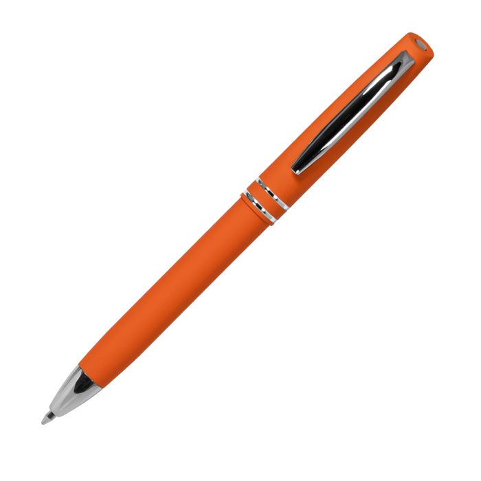 Ручка шариковая "Consul", нажимной механизм,покрытие - soft-touch, оранжевая