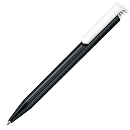 2540796,Ручка шариковая Senator, модель Super Hit Recycled (2850), цвет белый / чёрный,Шариковая ручка, черный корпус, цветной клип. Корпус на 95% состоит из перерабатываемого материала. Стержень magic flow 1.0 мм с синей или чёрной пастой.