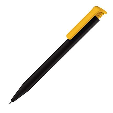 2540797,Ручка шариковая Senator, модель Super Hit Recycled (2850), цвет жёлтый / чёрный,Шариковая ручка, черный корпус, цветной клип. Корпус на 95% состоит из перерабатываемого материала. Стержень magic flow 1.0 мм с синей или чёрной пастой.