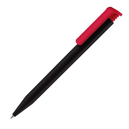 2540799,Ручка шариковая Senator, модель Super Hit Recycled (2850), цвет красный,Шариковая ручка, черный корпус, цветной клип. Корпус на 95% состоит из перерабатываемого материала. Стержень magic flow 1.0 мм с синей или чёрной пастой.