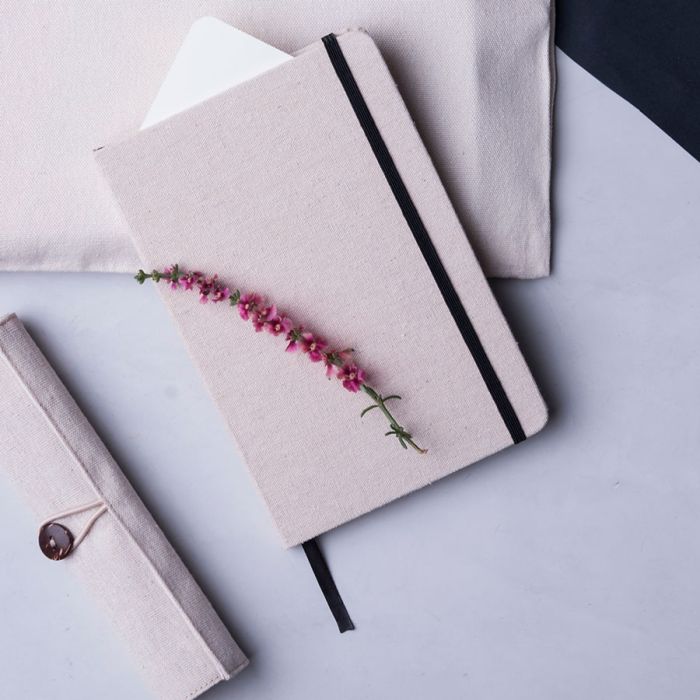 фото Блокнот TELMAK, A5, хлопок, белый/черный