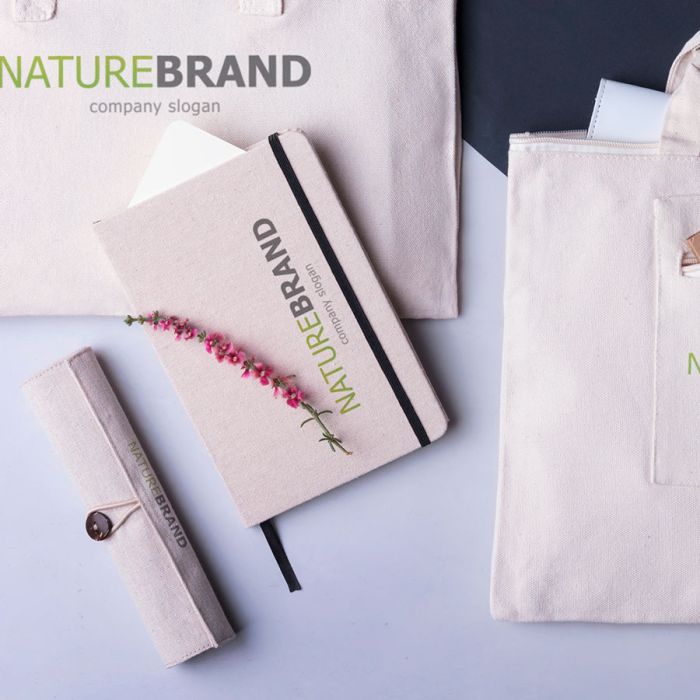 фото Блокнот TELMAK, A5, хлопок, белый/черный