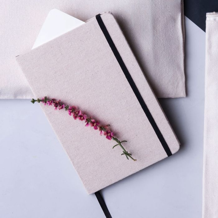 фото Блокнот TELMAK, A5, хлопок, бежевый/зеленый