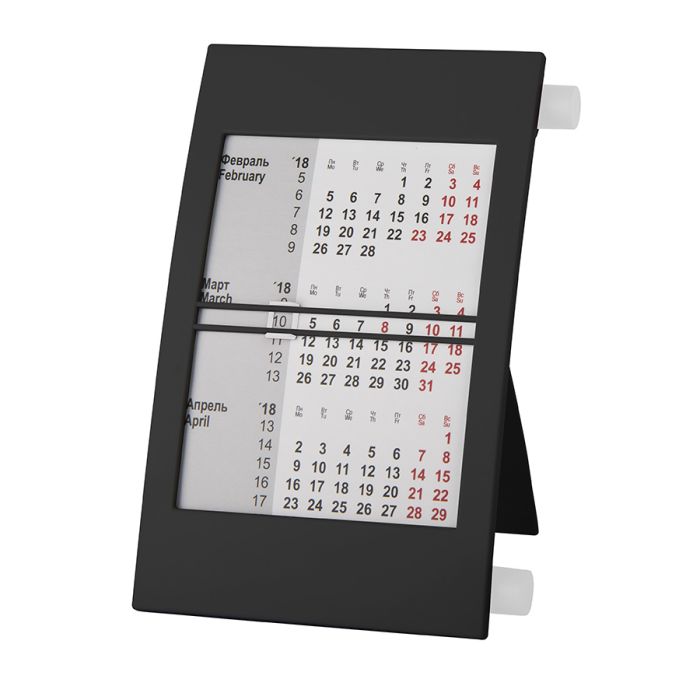 Календарь настольный на 2 года, цвет корпуса - чёрный, цвет роликов -  белый-купить оптом в Москве. Цена 600₽
