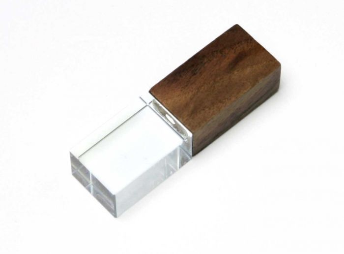 фото Флешка Wood прямоугольной формы, под гравировку 3D, 64 Гб. Цвет Синий, USB2.0
