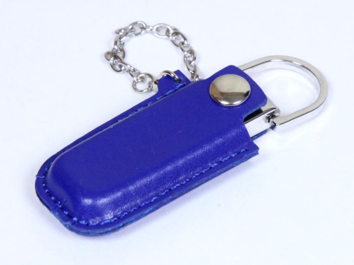 фото Флешка с кожаным чехлом 64 Гб. Синий, USB2.0