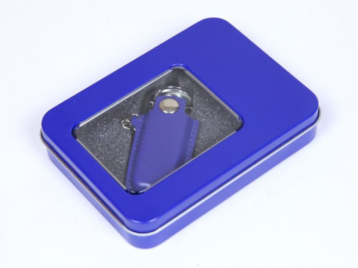 фото Флешка с кожаным чехлом 64 Гб. Синий, USB2.0