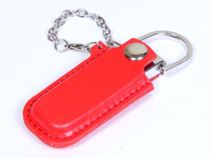 фото Флешка с кожаным чехлом 64 Гб. Красный, USB2.0