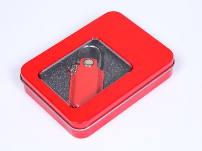 фото Флешка с кожаным чехлом 64 Гб. Красный, USB2.0