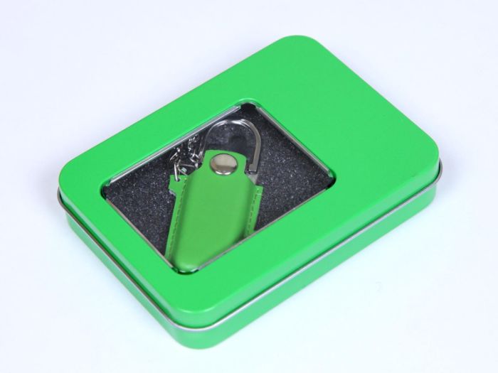 фото Флешка с кожаным чехлом 64 Гб. Зеленый, USB2.0