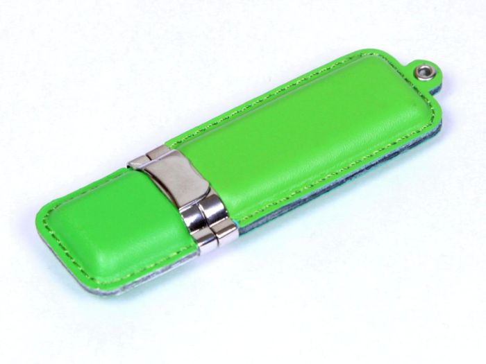 фото Флешка кожаная прямоугольная 64 Гб. Зеленый, USB2.0