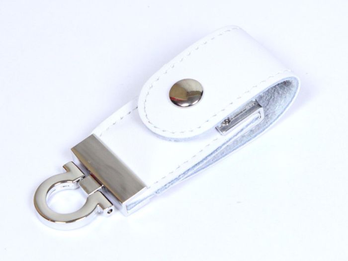 фото Флешка-брелок  кожаная 64 Гб. Белый, USB2.0