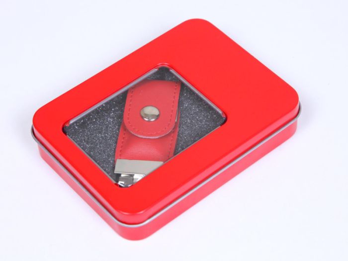 фото Флешка-брелок  кожаная 64 Гб. Красный, USB2.0