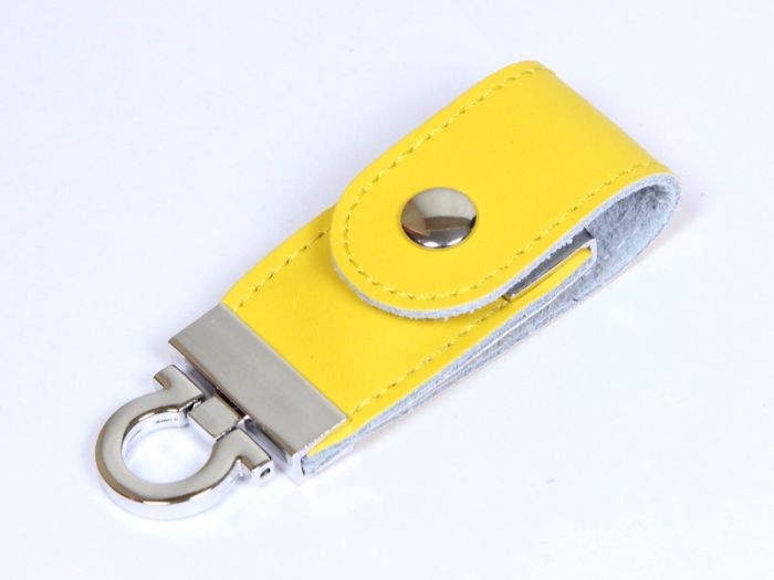 фото Флешка-брелок  кожаная 64 Гб. Желтый, USB2.0