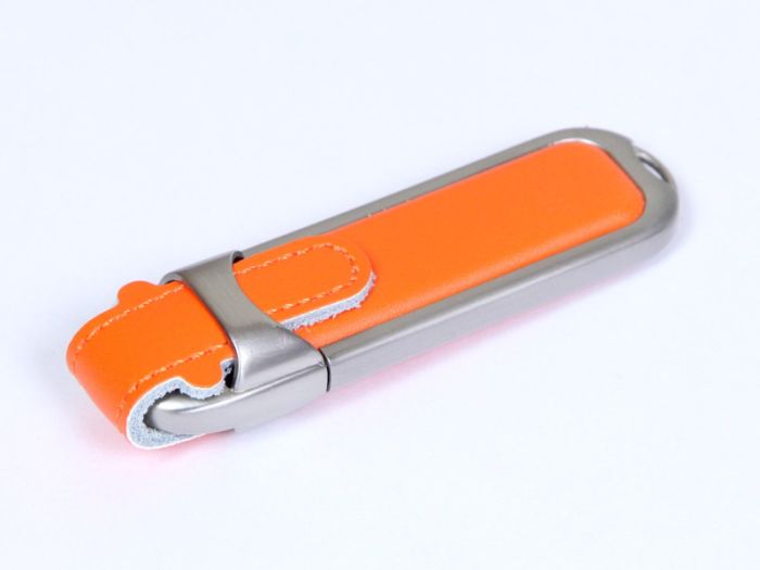 фото Флешка с кожаным чехлом 64 Гб.Оранжевый, USB2.0