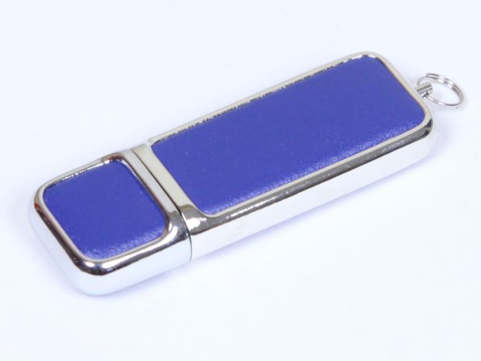 фото Кожаная флешка 64 Гб.Синий, USB2.0