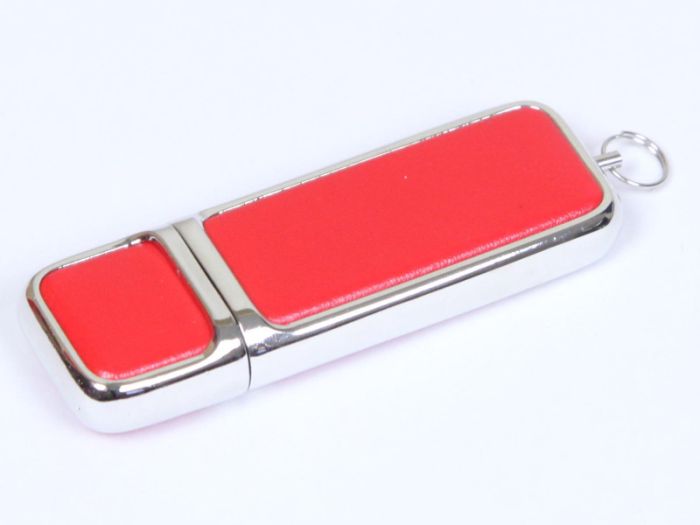 фото Кожаная флешка 64 Гб.Красный, USB2.0