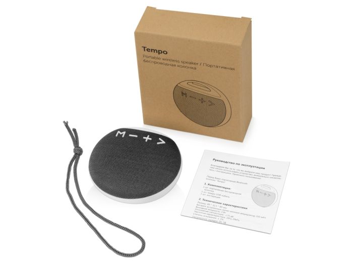 фото Портативная колонка "Tempo", цвет серый с белым