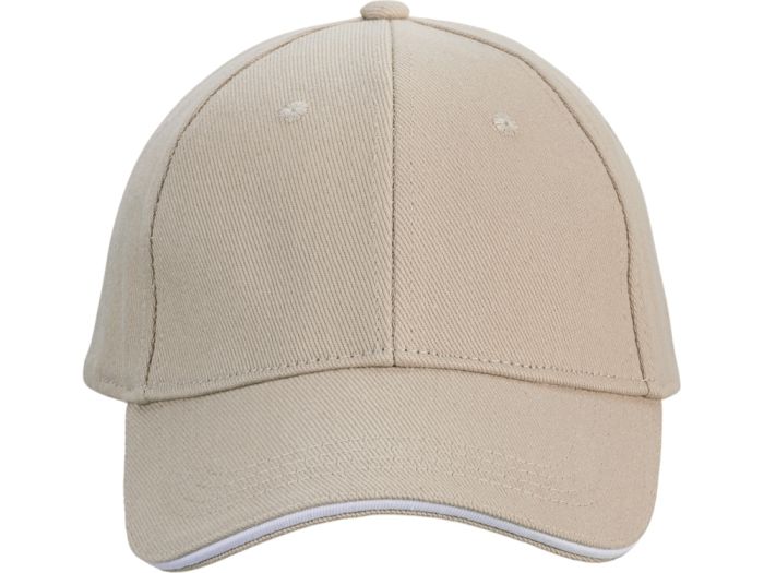 фото Бейсболка «Cancun», песочный, белый