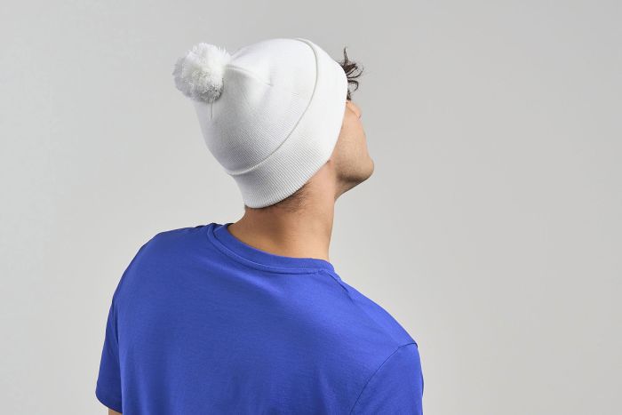 фото Шапка вязаная двойная Wind-S с помпоном