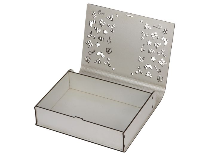 фото Деревянная коробка с резной крышкой "Книга", L