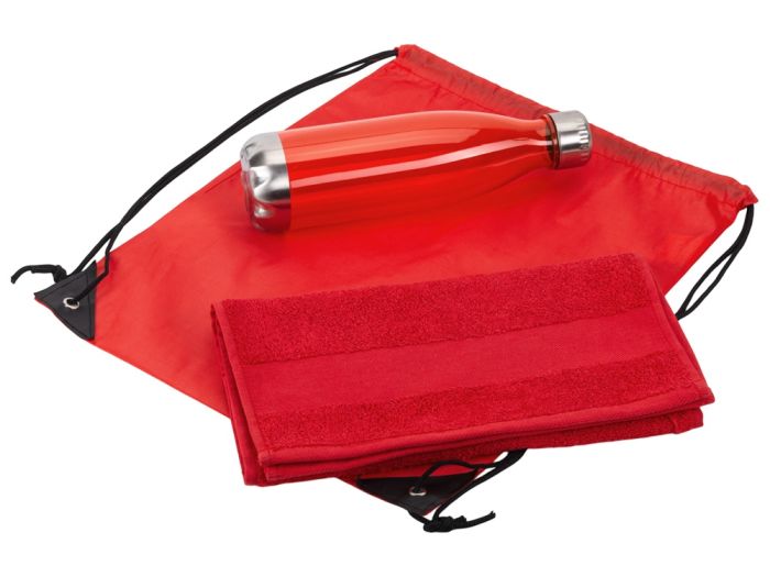 фото Спортивный набор с бутылкой и полотенцем «Beginner», красный