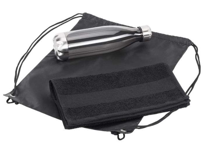 фото Спортивный набор с бутылкой и полотенцем «Beginner», черный