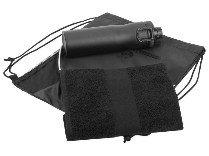 фото Спортивный набор со стальной бутылкой и полотенцем «Advanced», черный