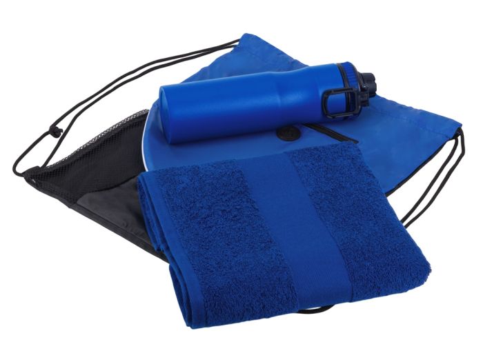 фото Спортивный набор со стальной бутылкой и полотенцем «Advanced», синий