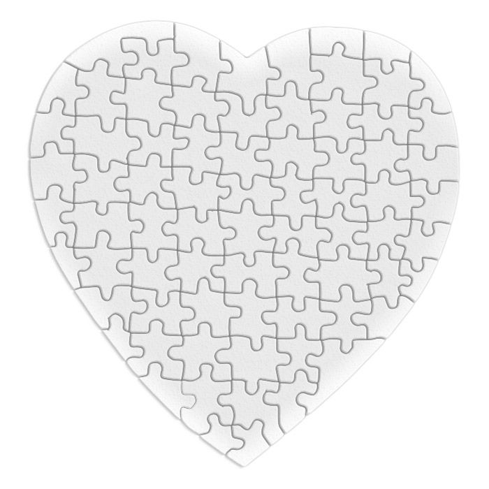Пазл из картона для сублимации, в форме сердца, 19х17,5 см, 75 элементов